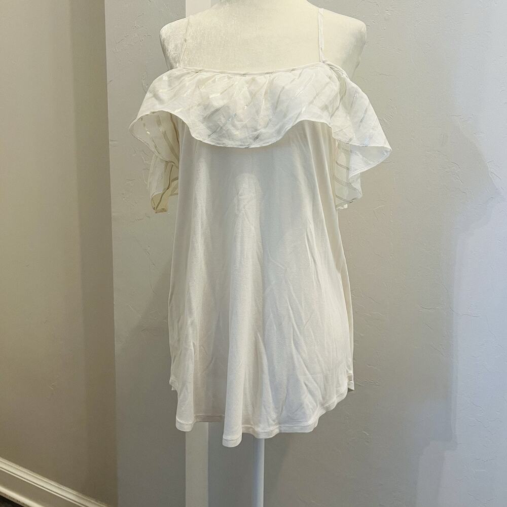 Ann Taylor Loft White Petite Sleeveless Blouse Large LP